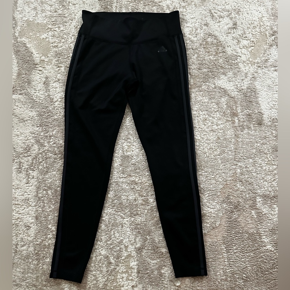 Adidas- black 3 stripe leggings